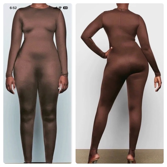 NEW Skims All-In-One Catsuit Long Sleeve Compression Jumpsuit Onesie Cocoa 4X - Picture 2 of 4